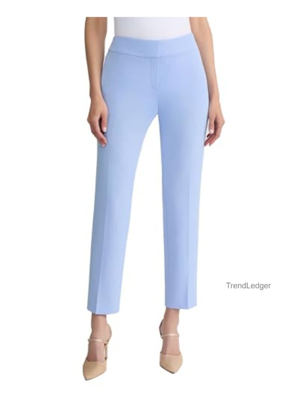 Kasper Petite Stretch Crepe Slim Leg Pant – Mid Rise Straight Leg Work Pants